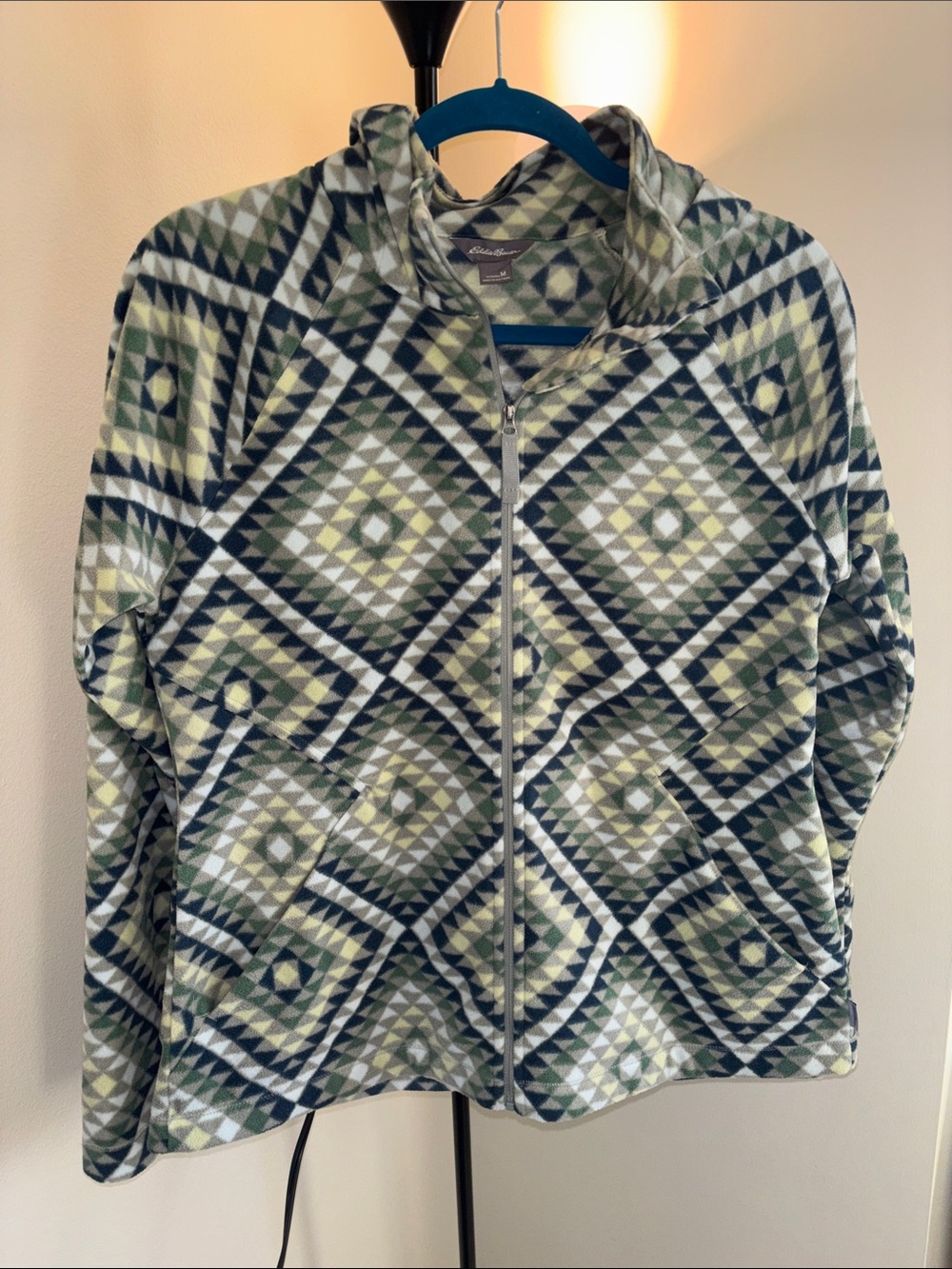 Columbia Women's Geo-Print Fleece Zip-up Sweatshirt / Jacket, Green and Navy